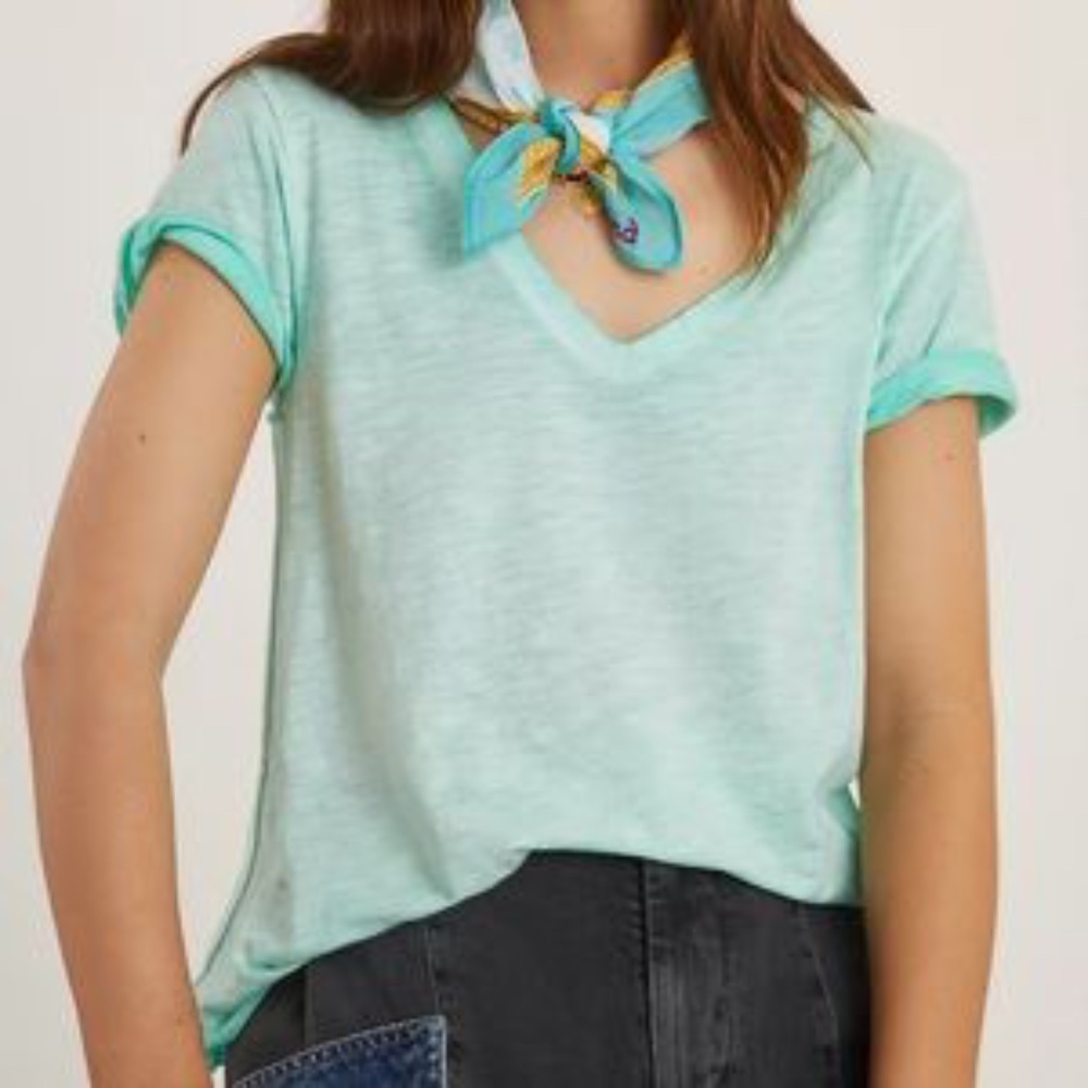 Anthropologie Maeve Arista Washed VNeckT Turquoise